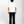 Load image into Gallery viewer, Short man wearing a white shirt and black pants on a white background