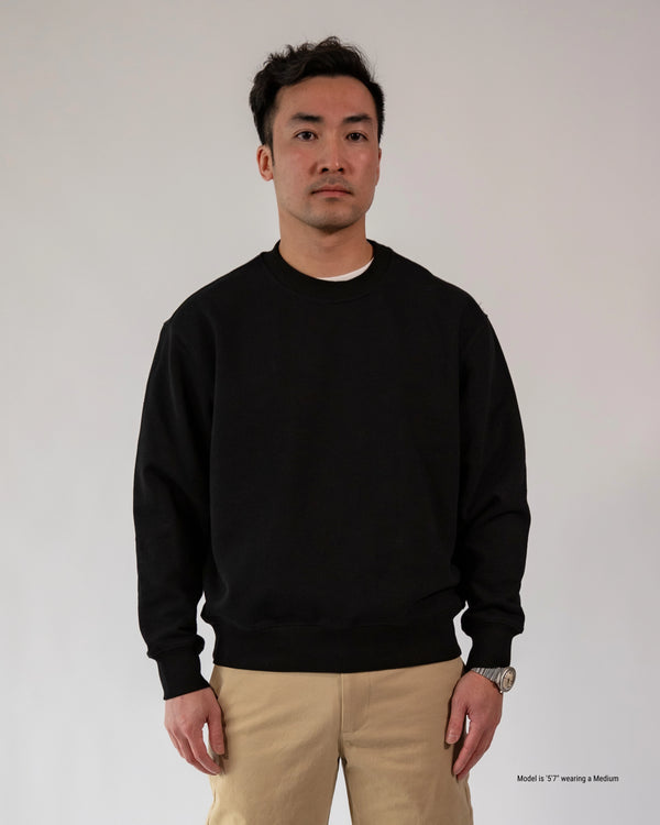 black crewneck sweatshirt for short men