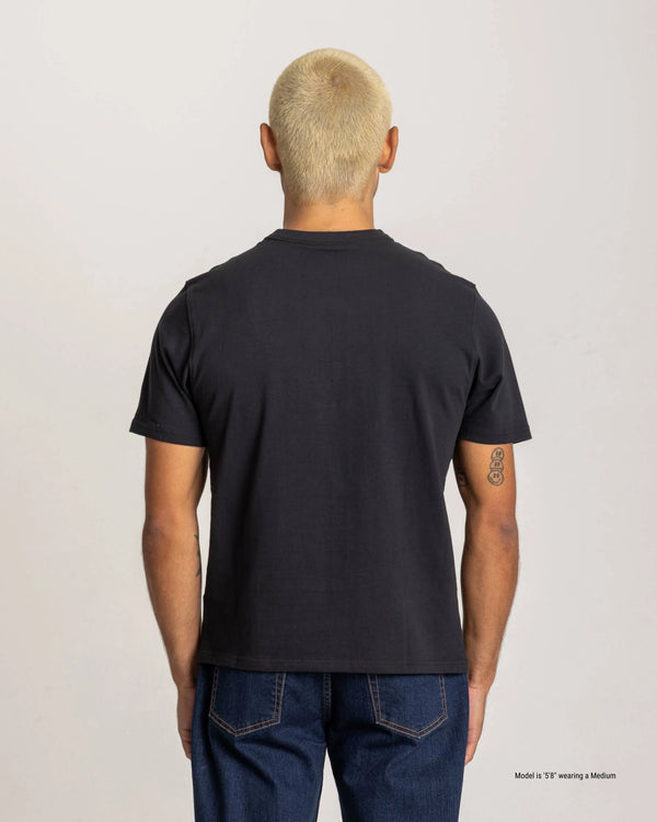 black t-shirt for short men back