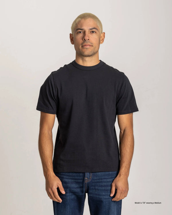 black t-shirt for short men front