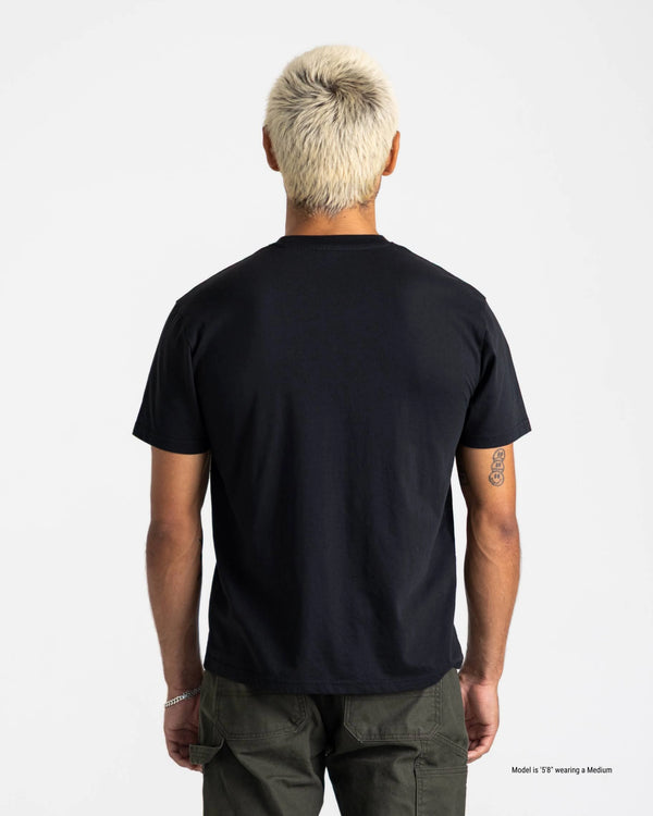 black t-shirt for shorter guys back