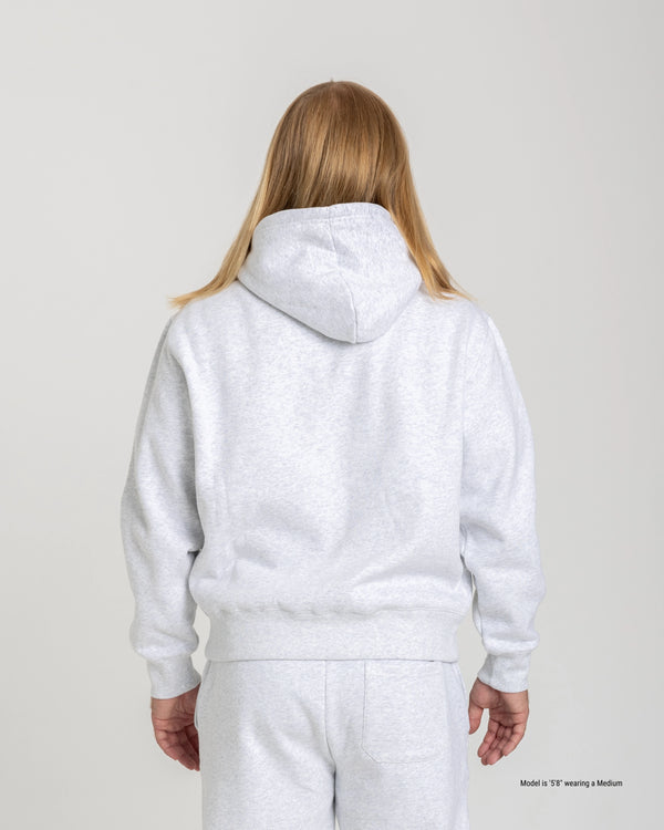 short men hoodie grey back