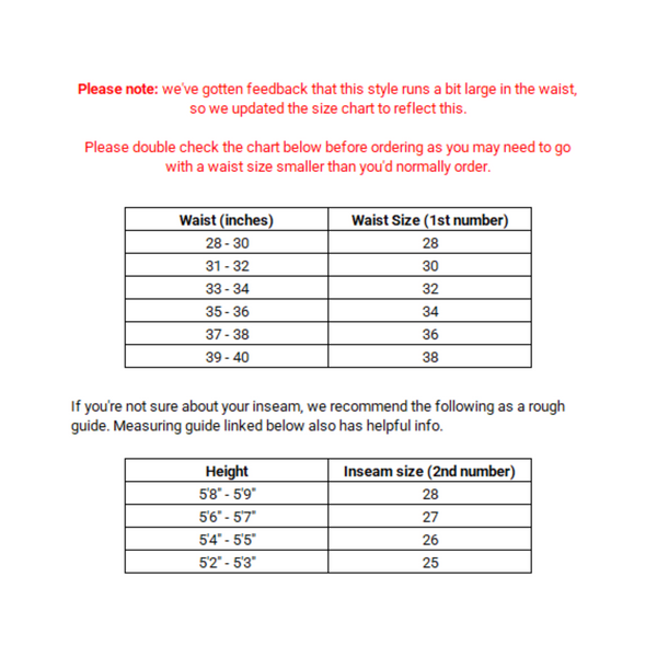 size chart for chino pants for short men