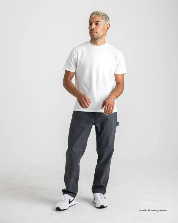 white t shirt for short men pose